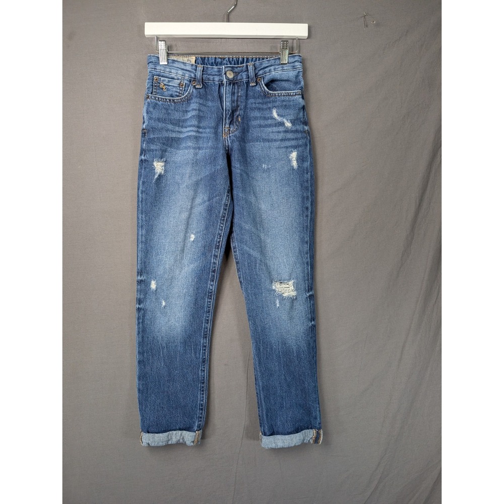 Polo Ralph Lauren Boys Distressed Blue Denim Jeans Size 14 Straight Leg
